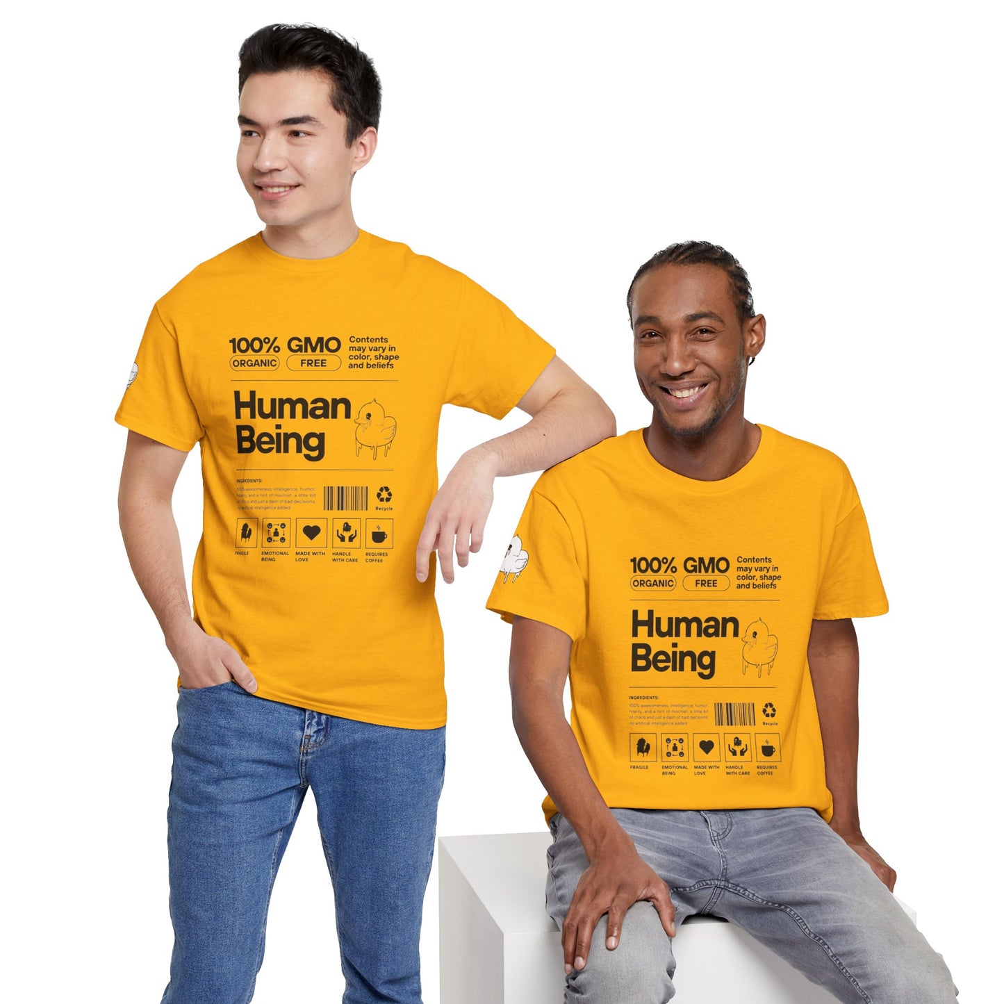 Human Being Shipping Label 100% Cotton Tee x BLK
