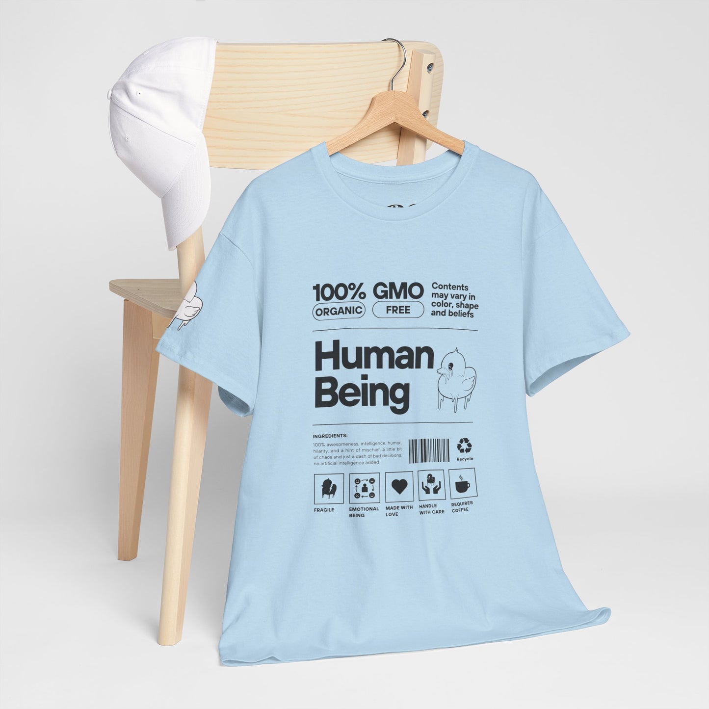 Human Being Shipping Label 100% Cotton Tee x BLK