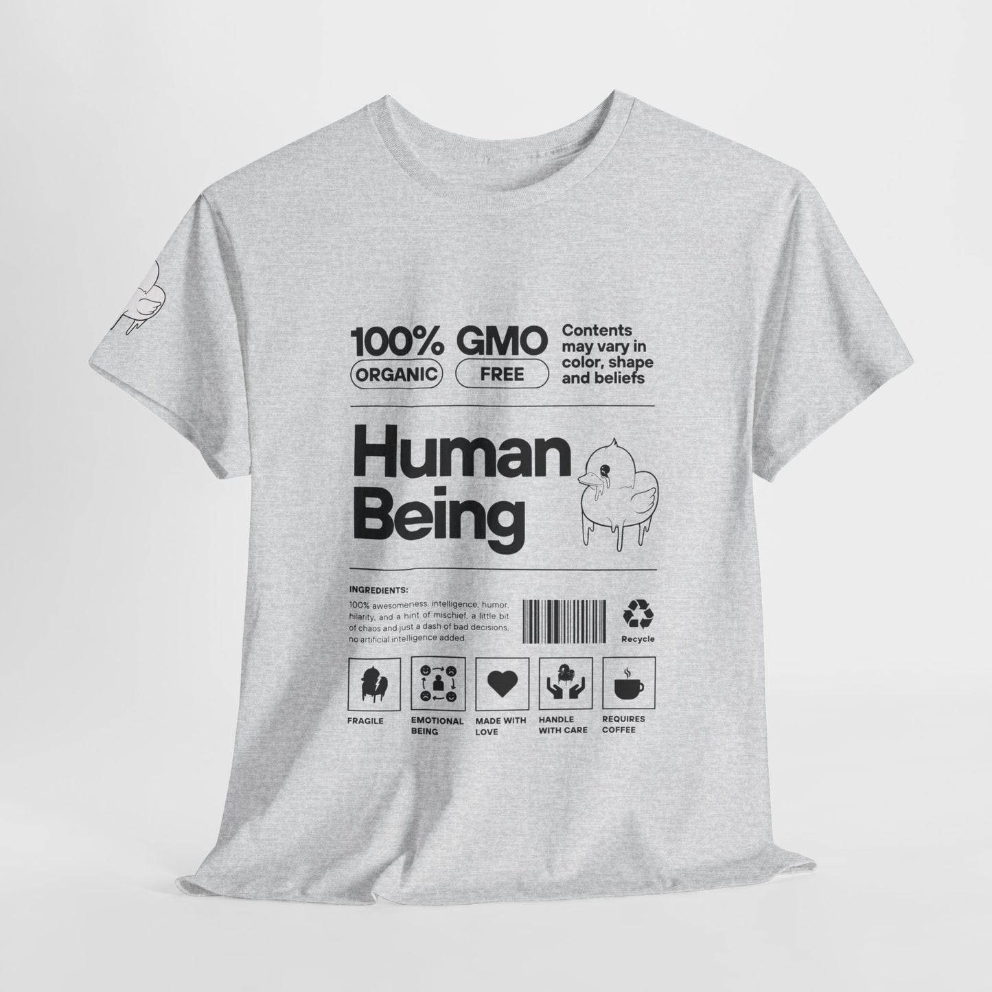 Human Being Shipping Label 100% Cotton Tee x BLK