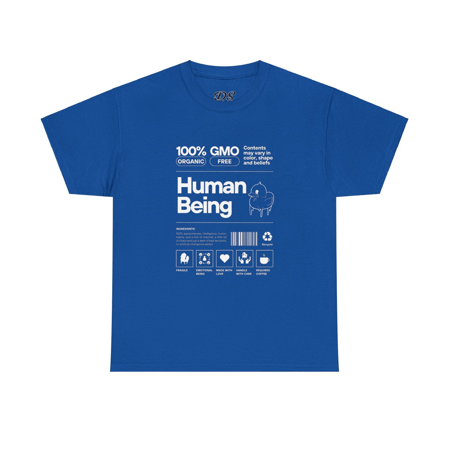 Human Being Shipping Label 100% Cotton Tee x WHT