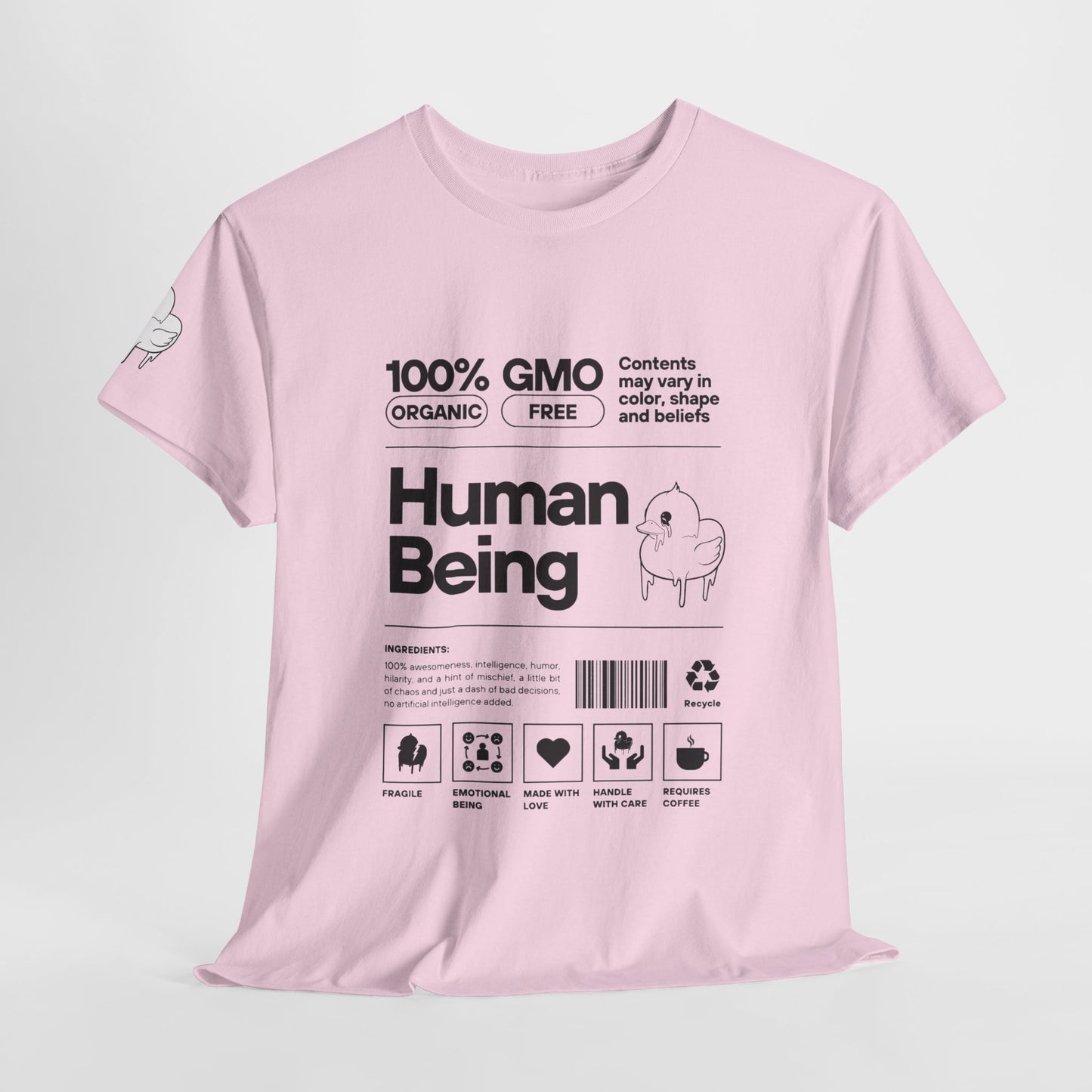 Human Being Shipping Label 100% Cotton Tee x BLK