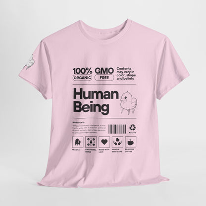 Human Being Shipping Label 100% Cotton Tee x BLK