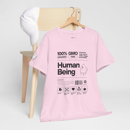 Human Being Shipping Label 100% Cotton Tee x BLK