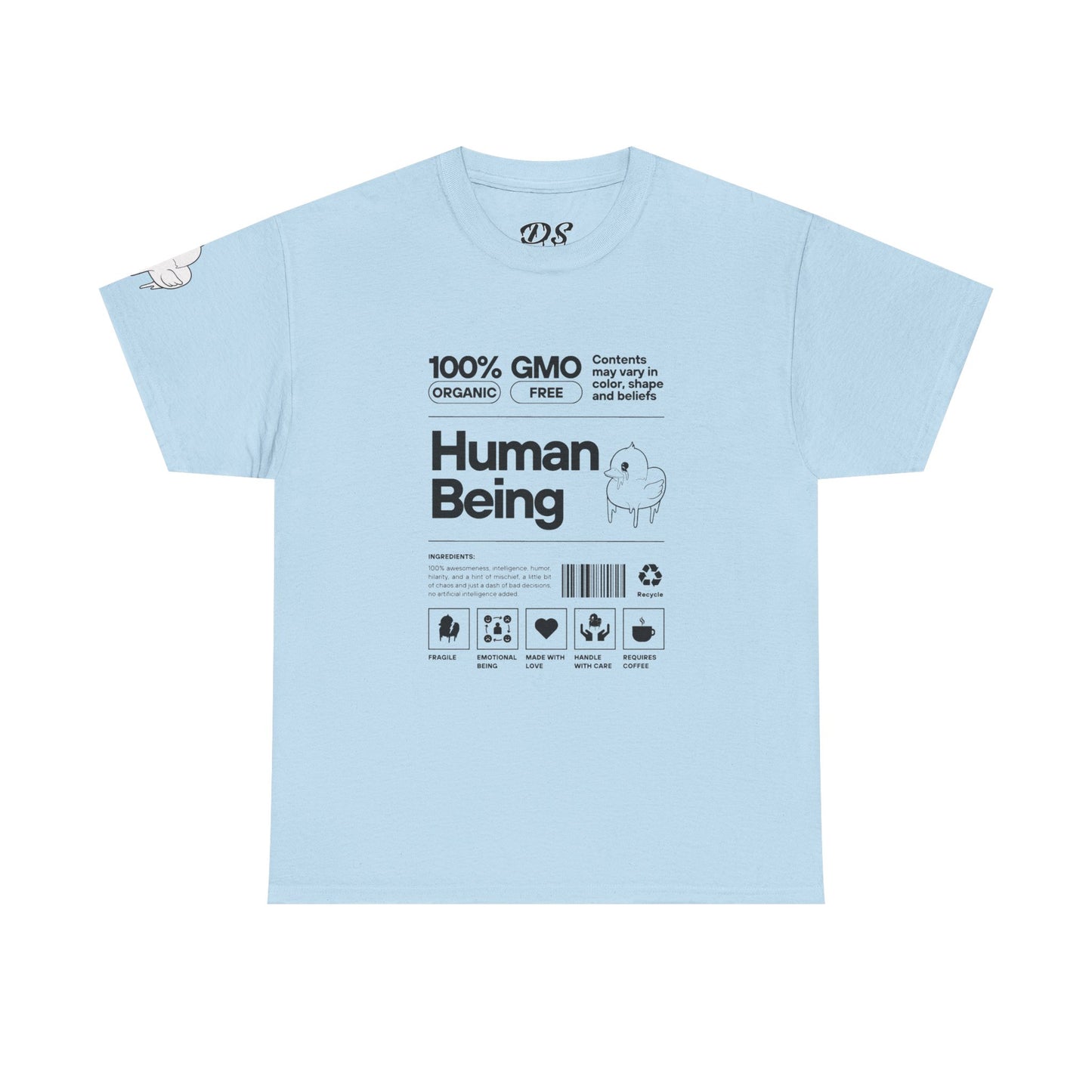 Human Being Shipping Label 100% Cotton Tee x BLK