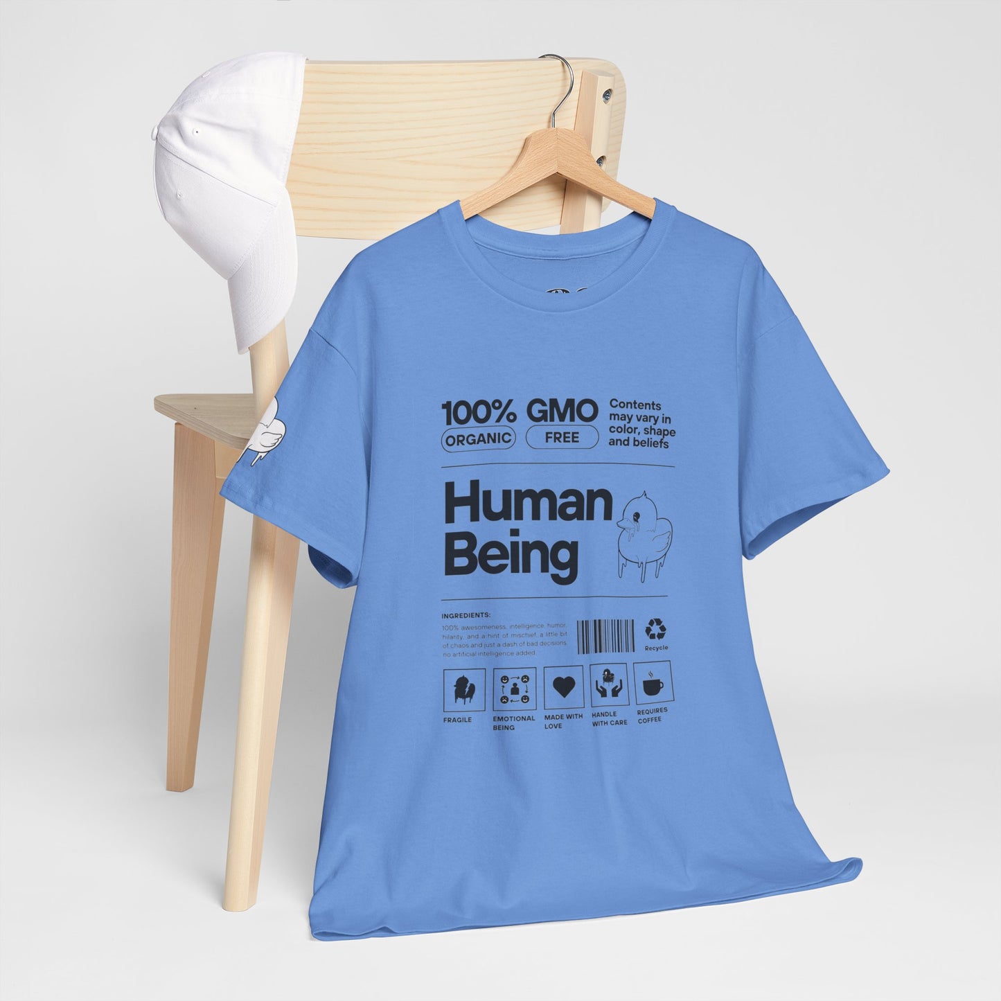 Human Being Shipping Label 100% Cotton Tee x BLK