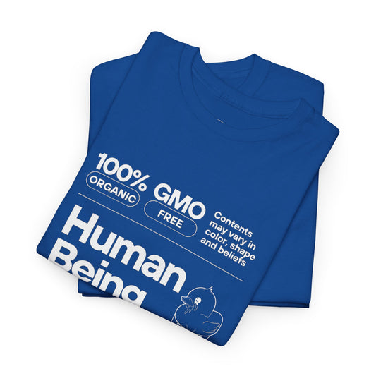 Human Being Shipping Label 100% Cotton Tee x WHT
