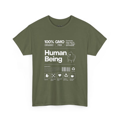 Human Being Shipping Label 100% Cotton Tee x WHT