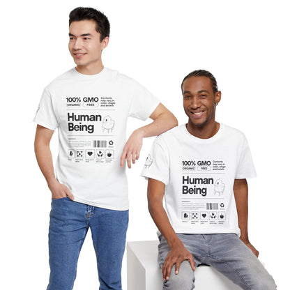 Human Being Shipping Label 100% Cotton Tee x BLK