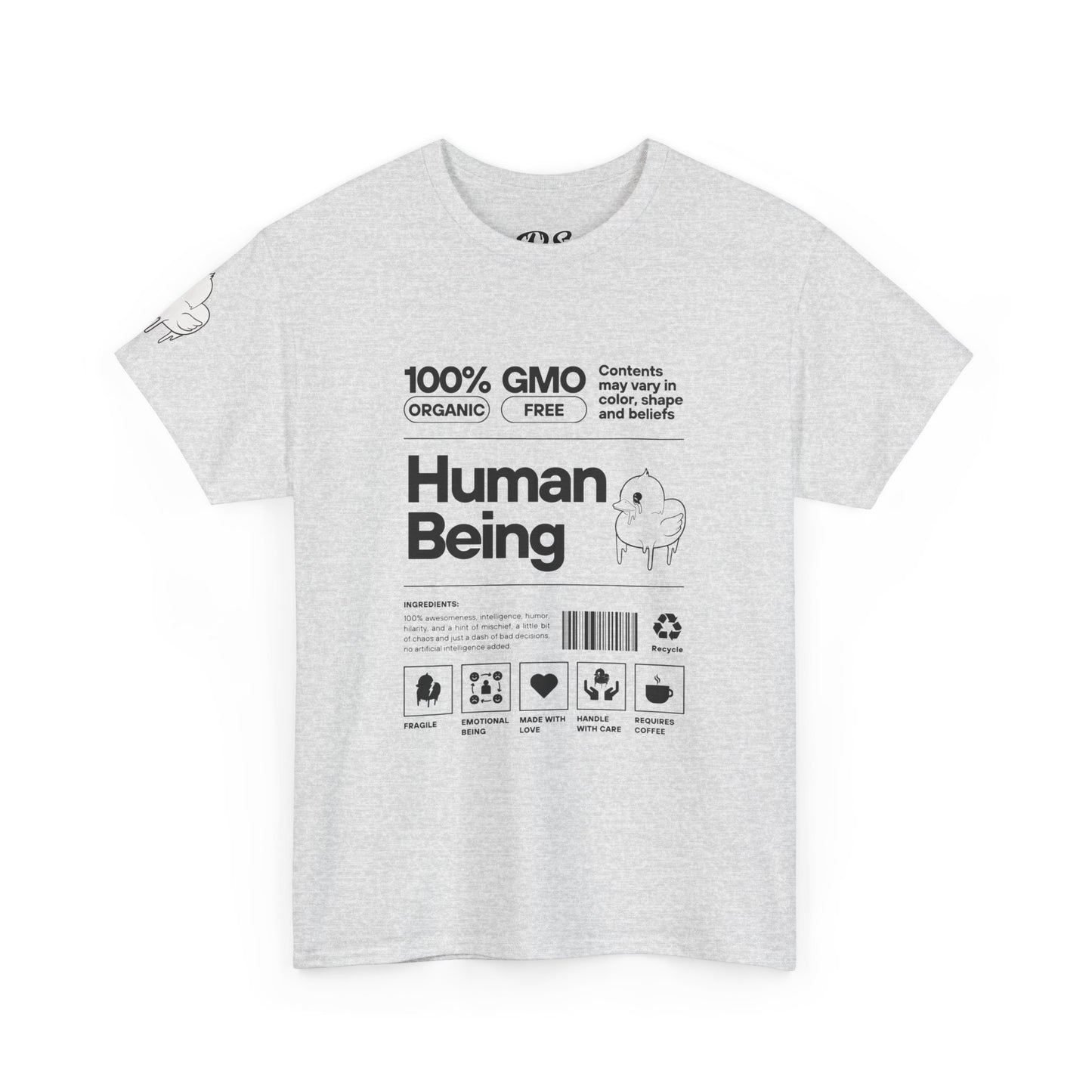 Human Being Shipping Label 100% Cotton Tee x BLK
