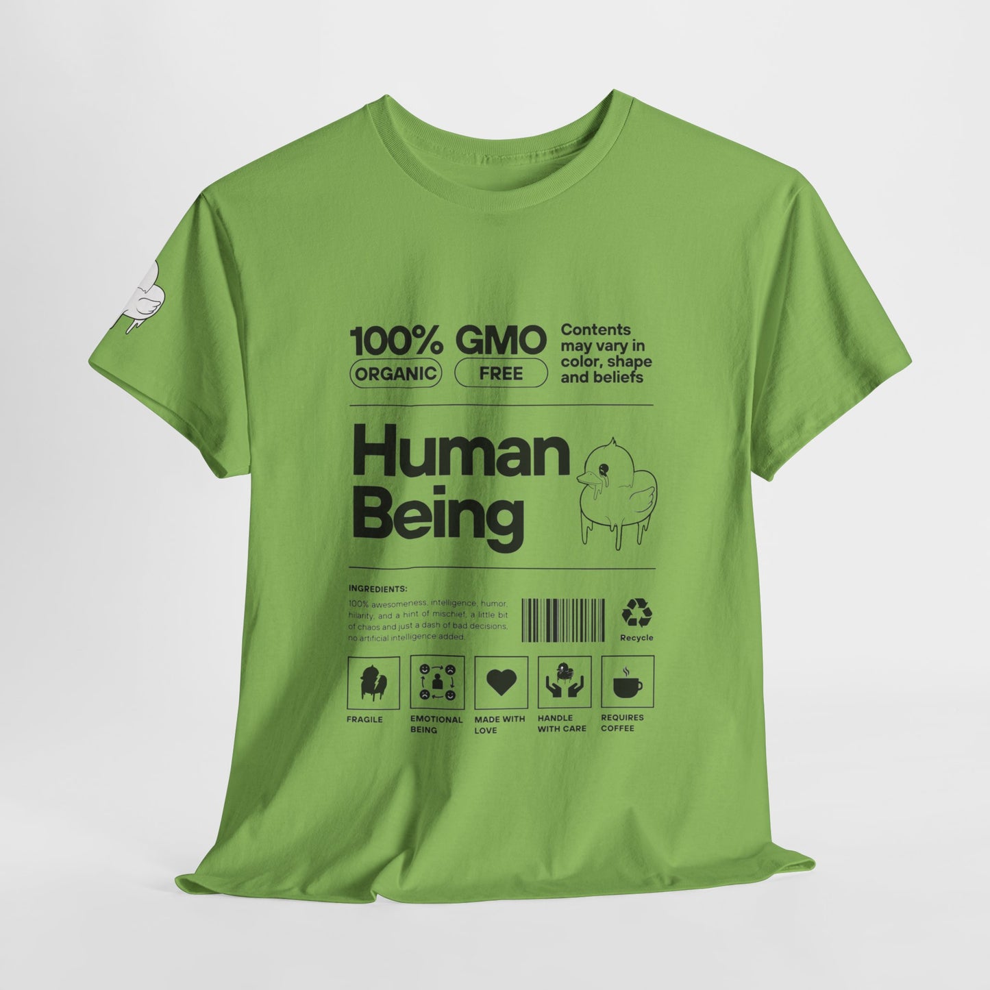 Human Being Shipping Label 100% Cotton Tee x BLK