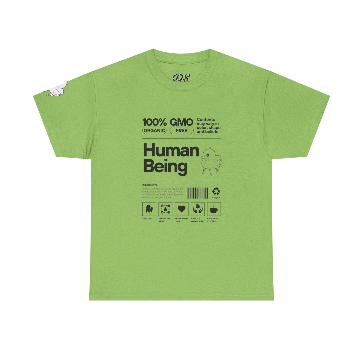 Human Being Shipping Label 100% Cotton Tee x BLK