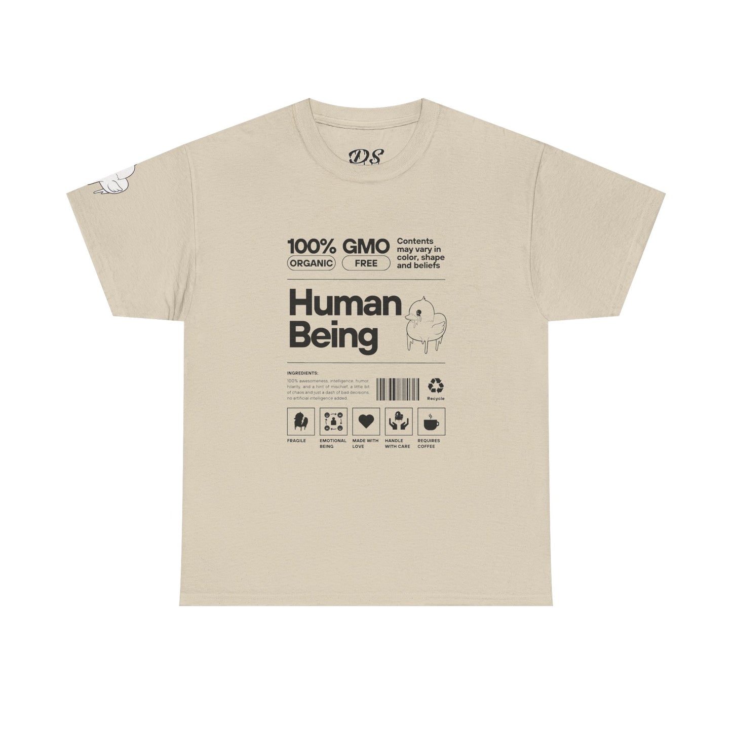 Human Being Shipping Label 100% Cotton Tee x BLK