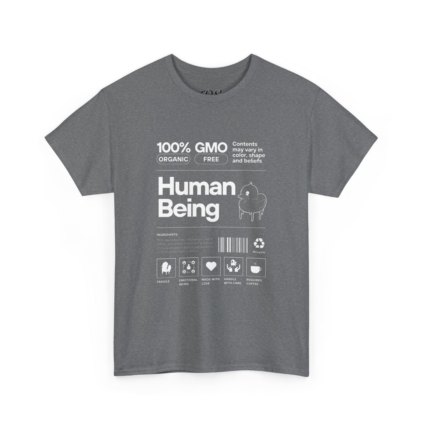 Human Being Shipping Label 100% Cotton Tee x WHT