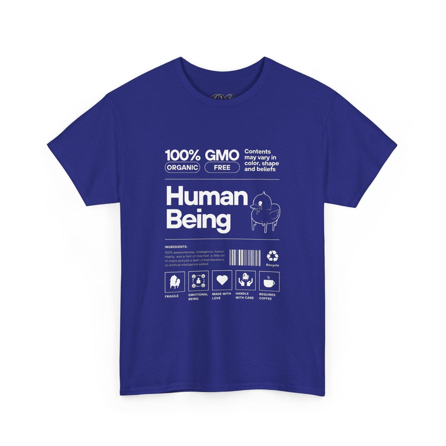 Human Being Shipping Label 100% Cotton Tee x WHT