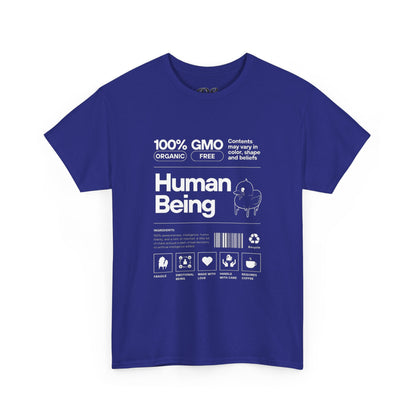 Human Being Shipping Label 100% Cotton Tee x WHT