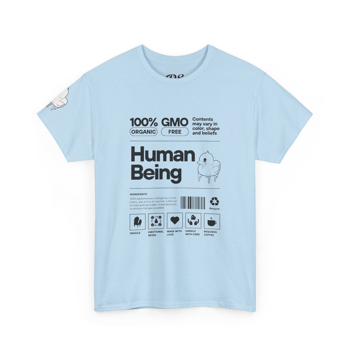 Human Being Shipping Label 100% Cotton Tee x BLK
