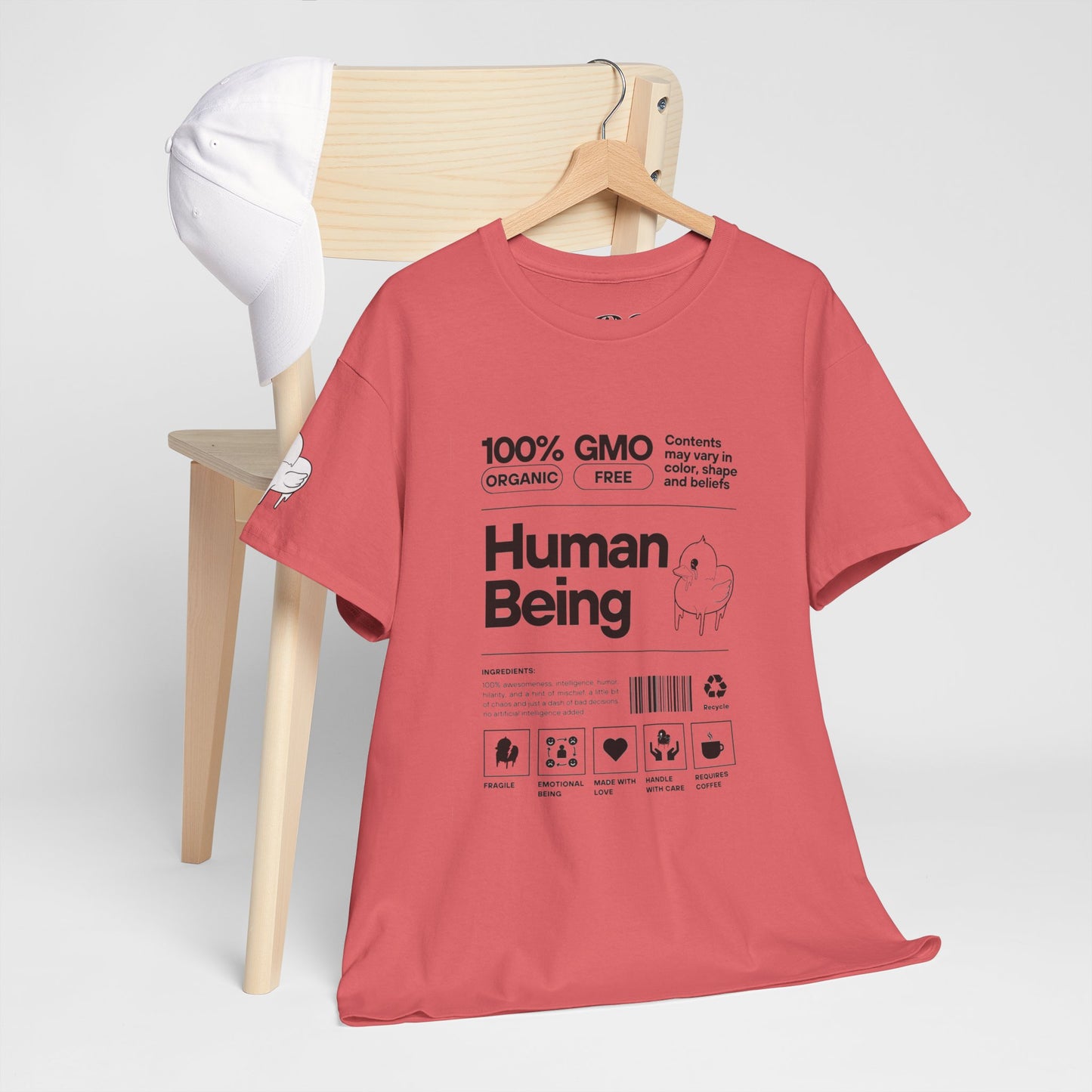 Human Being Shipping Label 100% Cotton Tee x BLK