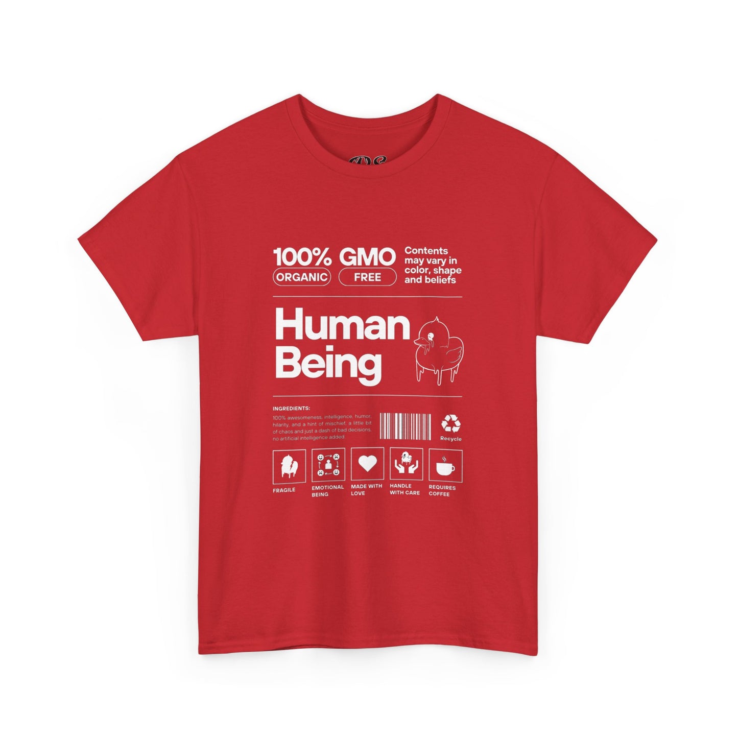 Human Being Shipping Label 100% Cotton Tee x WHT