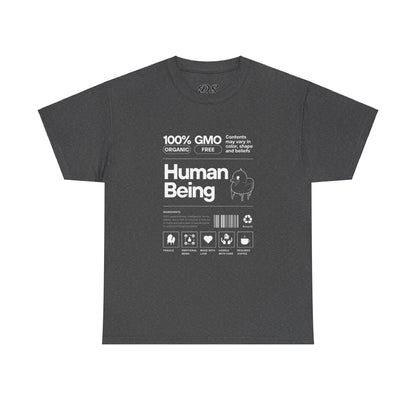 Human Being Shipping Label 100% Cotton Tee x WHT