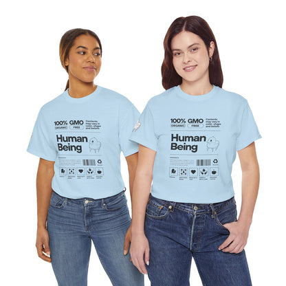 Human Being Shipping Label 100% Cotton Tee x BLK