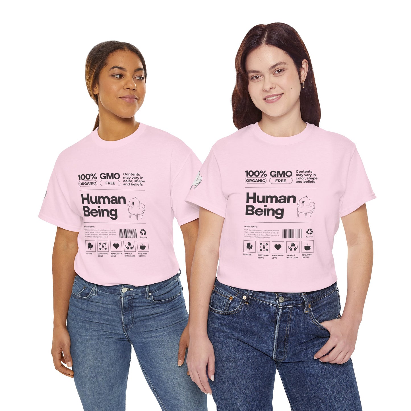 Human Being Shipping Label 100% Cotton Tee x BLK