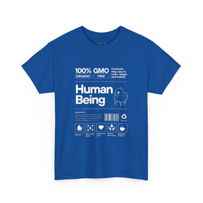 Human Being Shipping Label 100% Cotton Tee x WHT