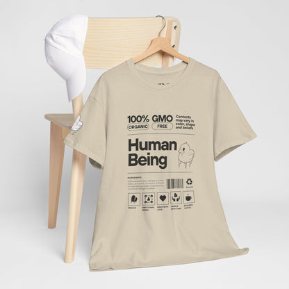Human Being Shipping Label 100% Cotton Tee x BLK