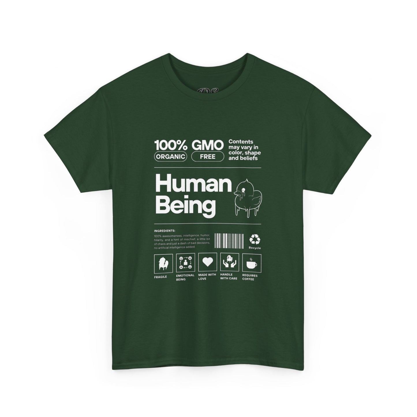 Human Being Shipping Label 100% Cotton Tee x WHT