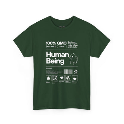 Human Being Shipping Label 100% Cotton Tee x WHT