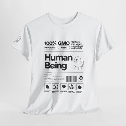 Human Being Shipping Label 100% Cotton Tee x BLK