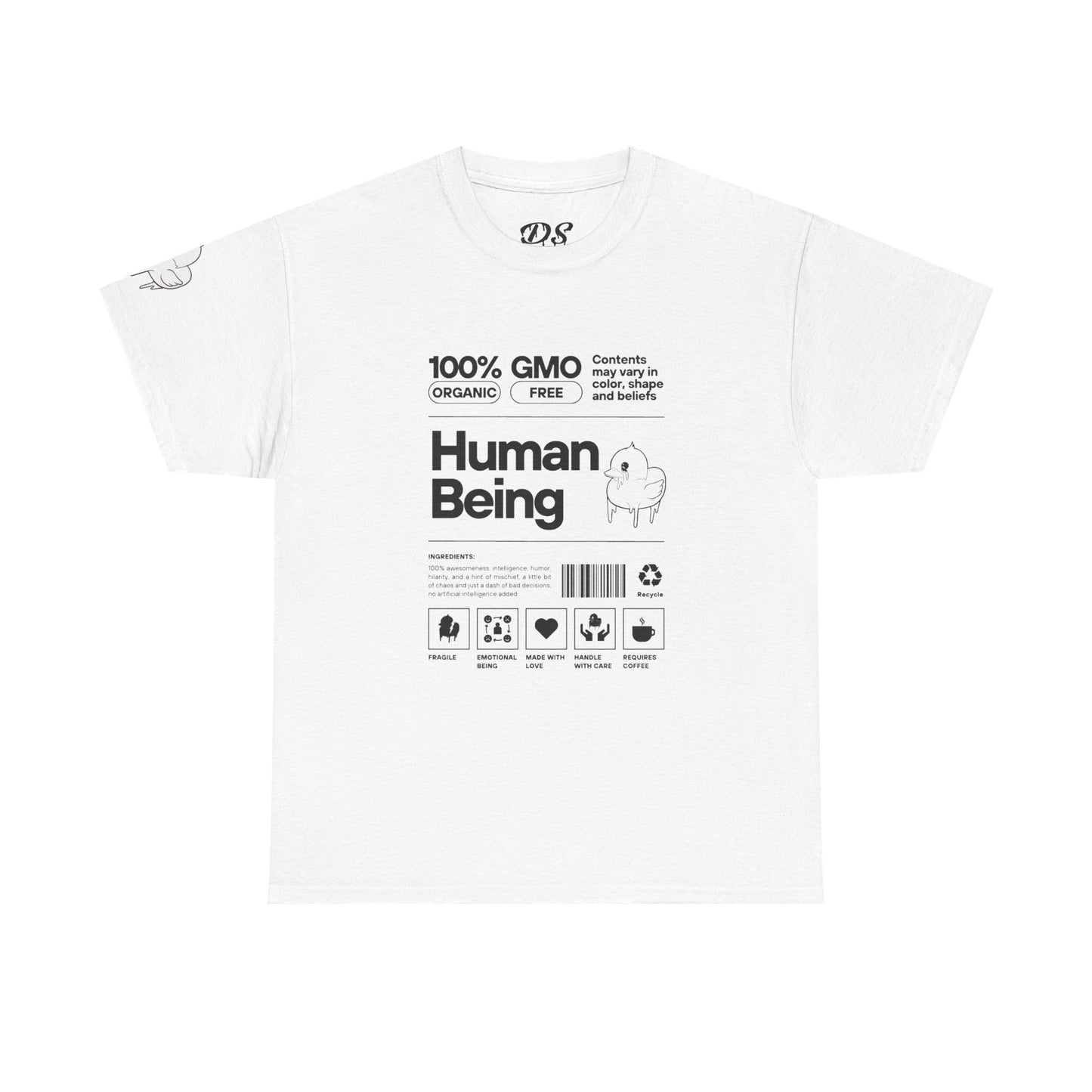Human Being Shipping Label 100% Cotton Tee x BLK