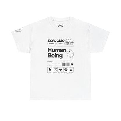 Human Being Shipping Label 100% Cotton Tee x BLK