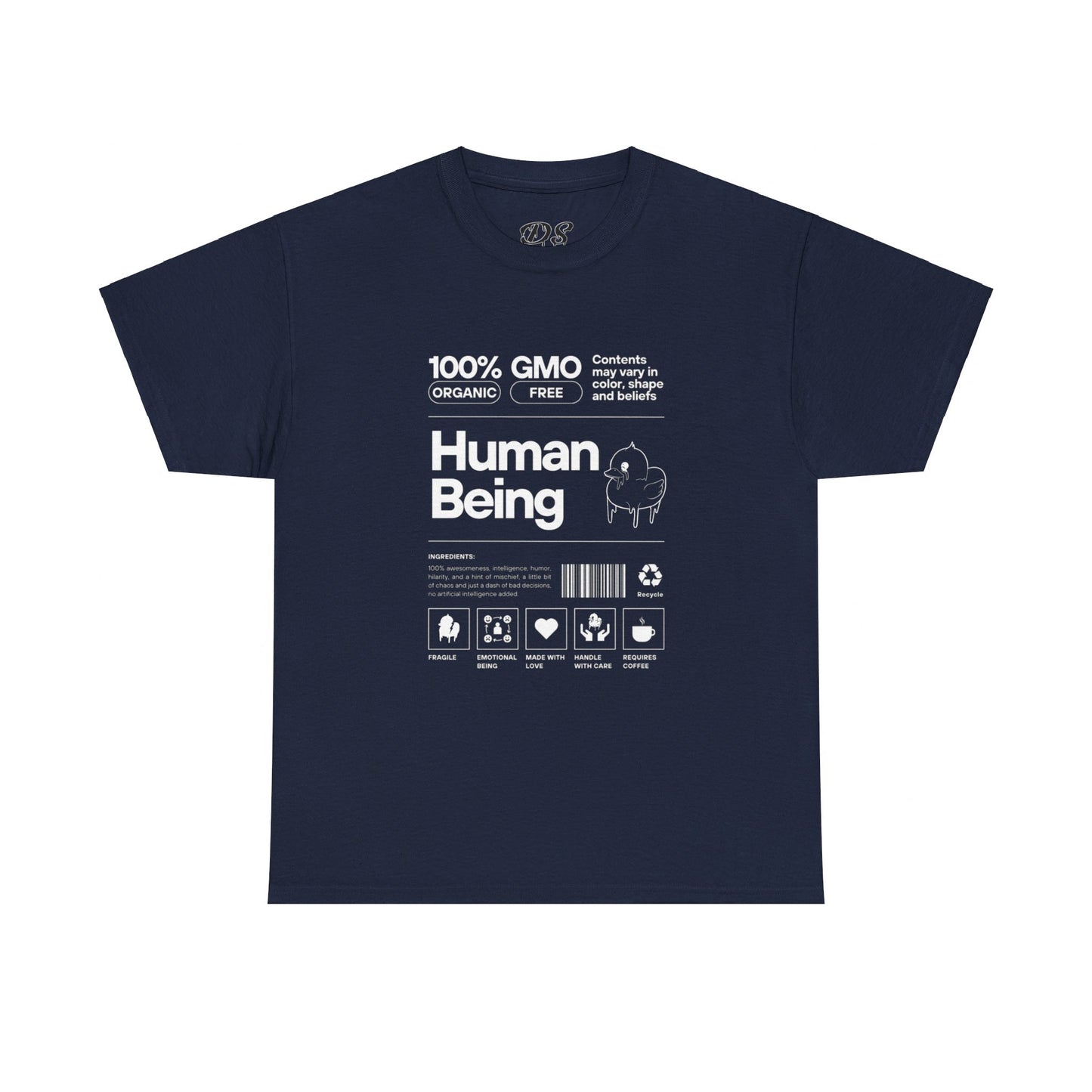 Human Being Shipping Label 100% Cotton Tee x WHT