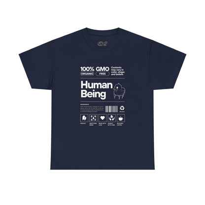 Human Being Shipping Label 100% Cotton Tee x WHT