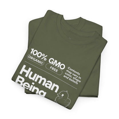 Human Being Shipping Label 100% Cotton Tee x WHT