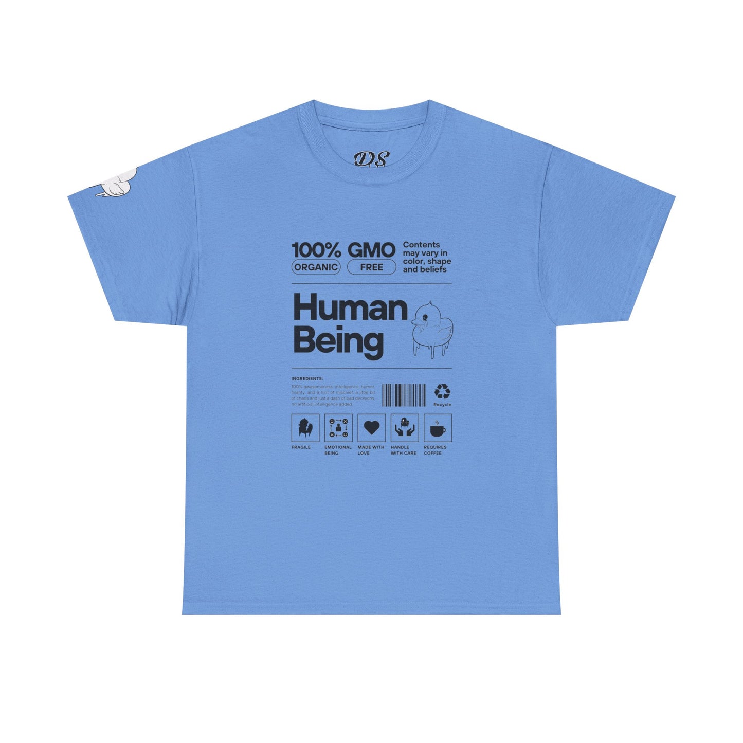 Human Being Shipping Label 100% Cotton Tee x BLK