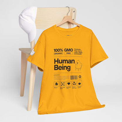 Human Being Shipping Label 100% Cotton Tee x BLK