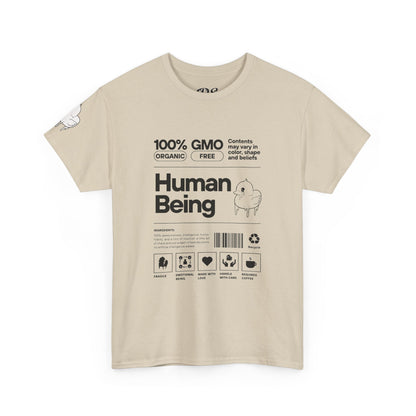 Human Being Shipping Label 100% Cotton Tee x BLK