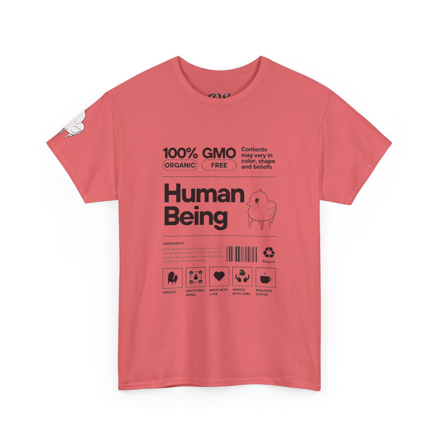 Human Being Shipping Label 100% Cotton Tee x BLK