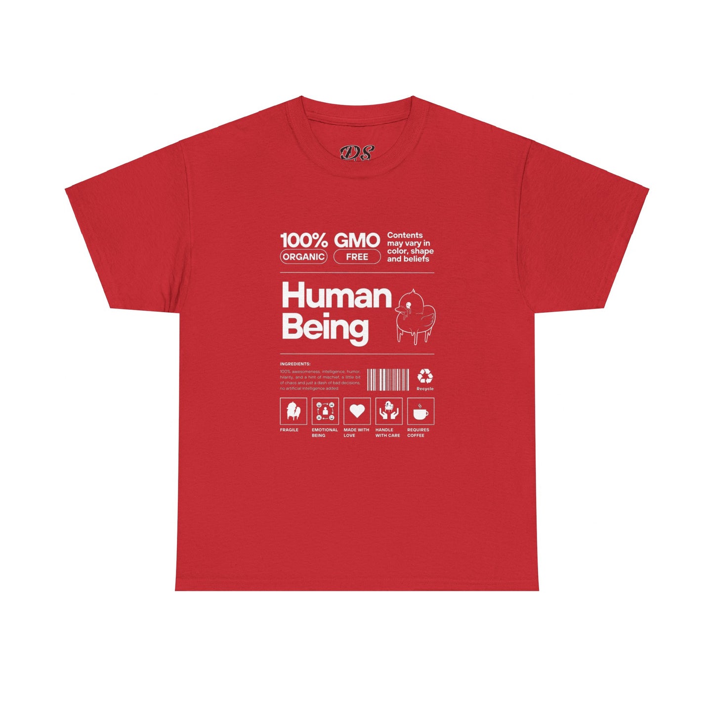Human Being Shipping Label 100% Cotton Tee x WHT