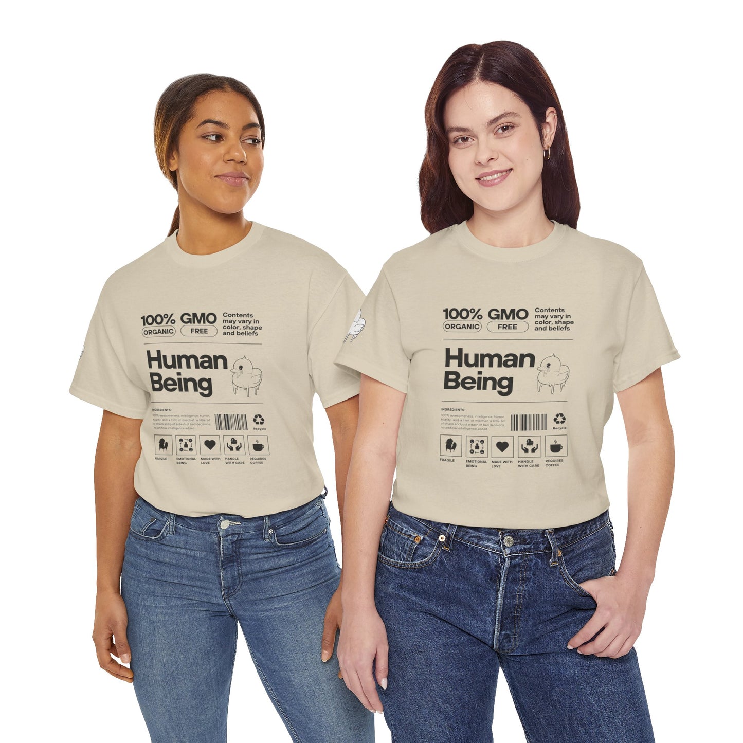 Human Being Shipping Label 100% Cotton Tee x BLK
