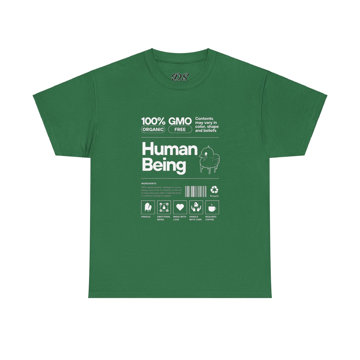 Human Being Shipping Label 100% Cotton Tee x WHT