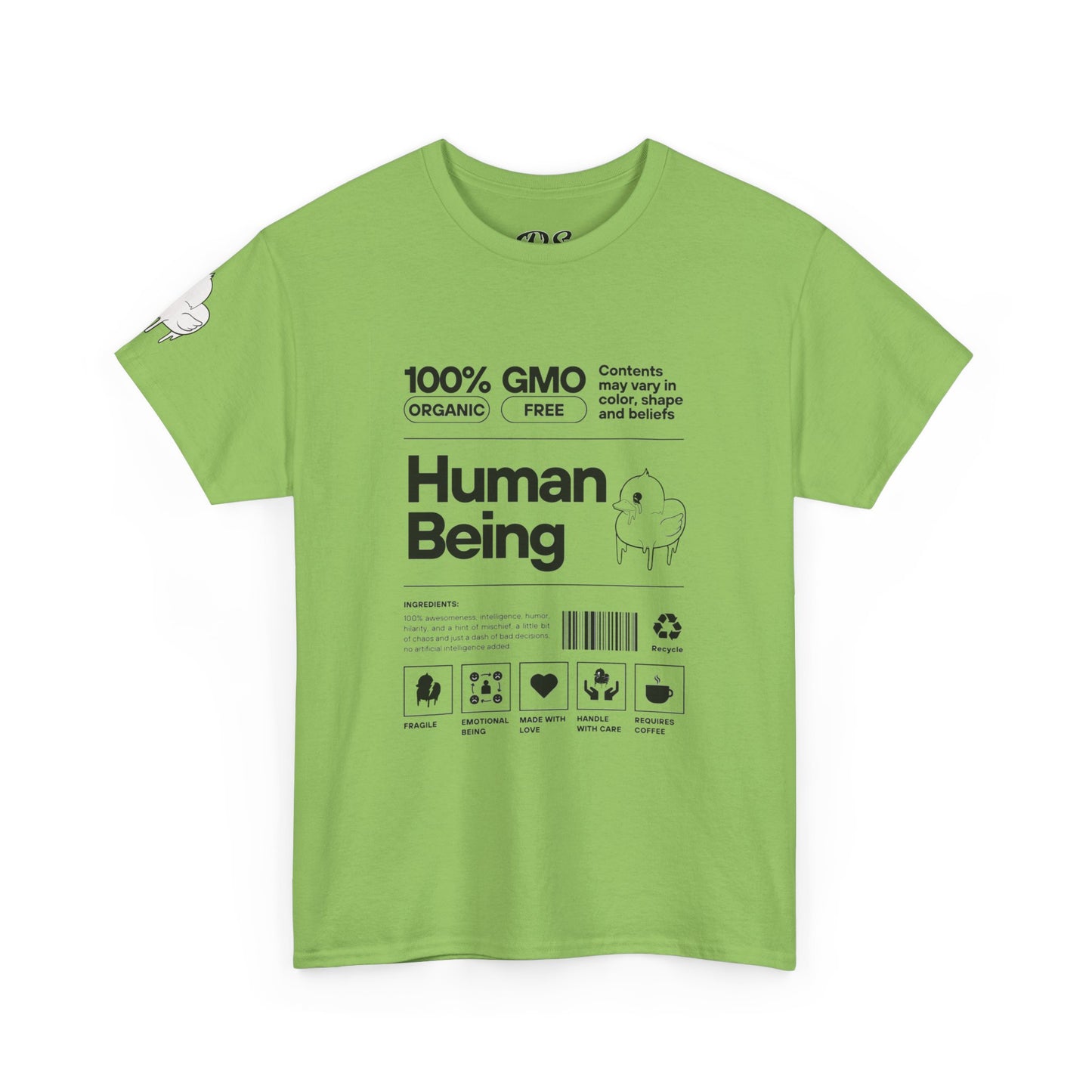 Human Being Shipping Label 100% Cotton Tee x BLK