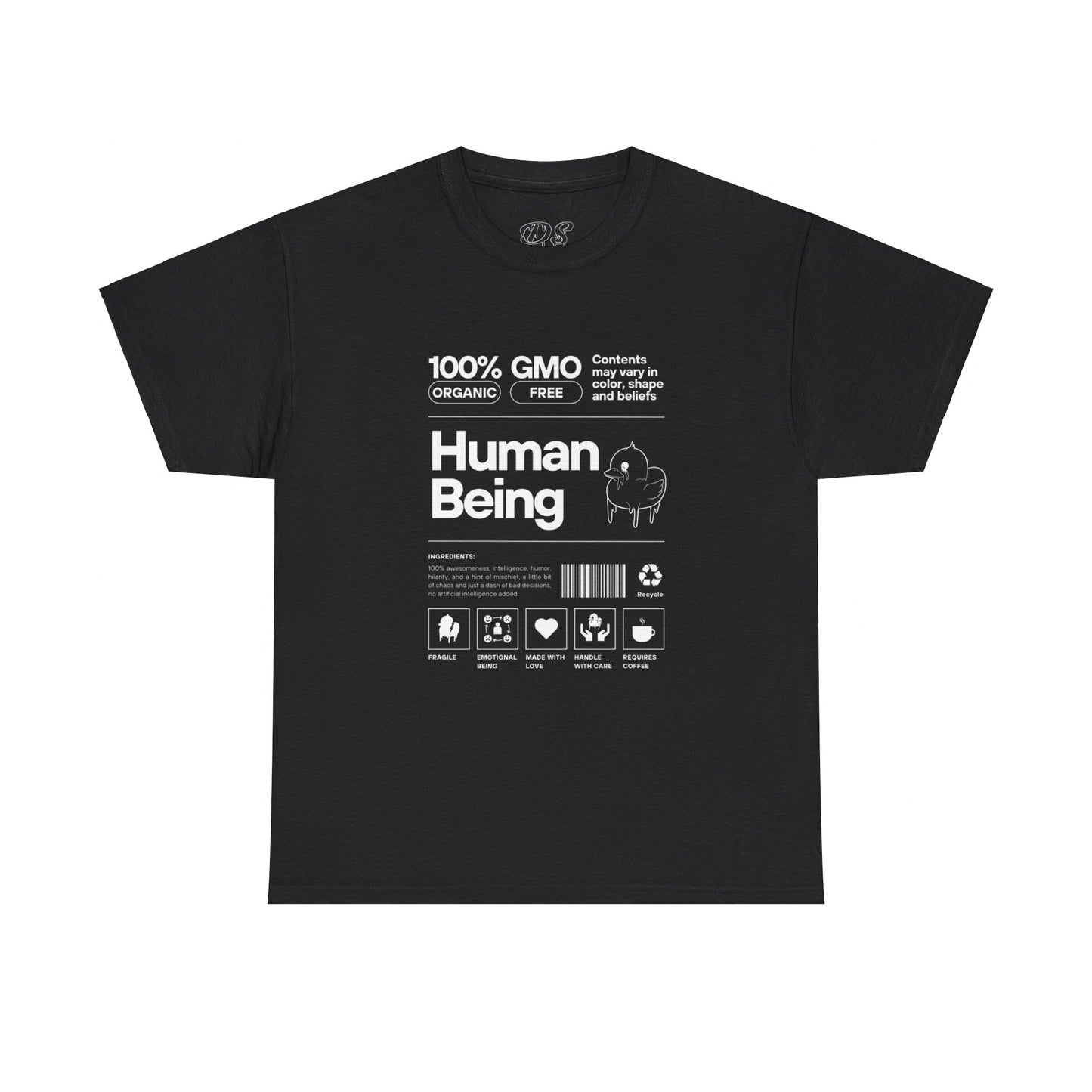 Human Being Shipping Label 100% Cotton Tee x WHT
