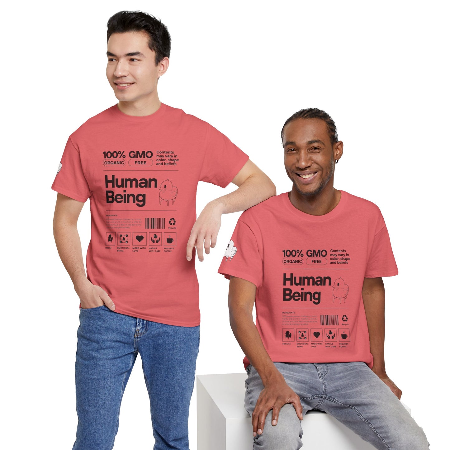 Human Being Shipping Label 100% Cotton Tee x BLK