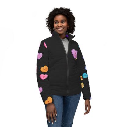 Valentine Blue Sawse Women’s Puffer Jacket (AOP)