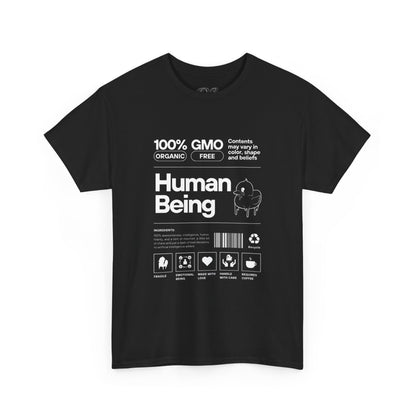 Human Being Shipping Label 100% Cotton Tee x WHT