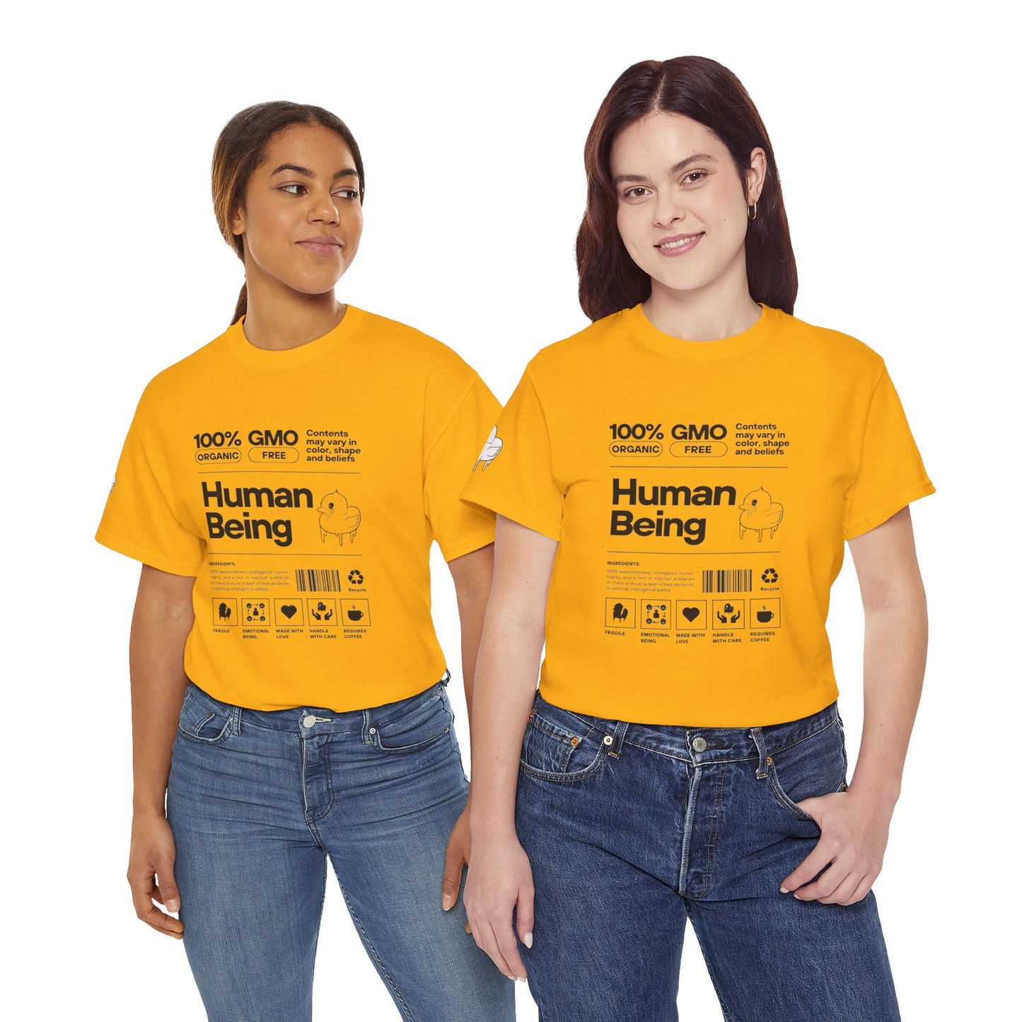 Human Being Shipping Label 100% Cotton Tee x BLK