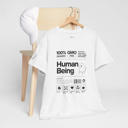 Human Being Shipping Label 100% Cotton Tee x BLK