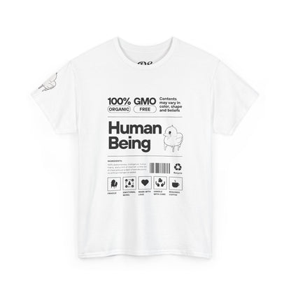 Human Being Shipping Label 100% Cotton Tee x BLK